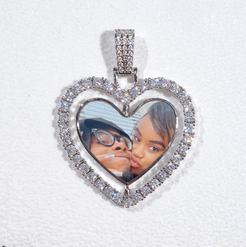 3D Spinning 2-Faced Heart Custom Picture Pendant