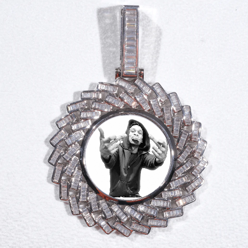 Large 3D Baguette Custom Picture Pendant