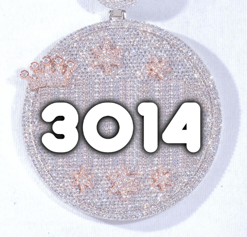 CUSTOM LETTER NECKLACE 3D BIG CROWN DISC