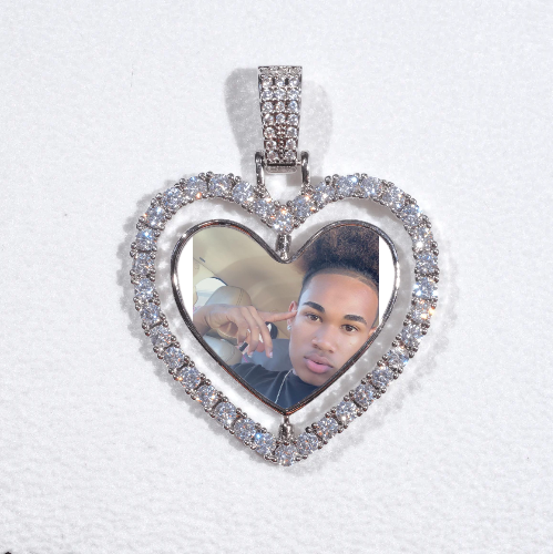 3D Spinning 2-Faced Heart Custom Picture Pendant