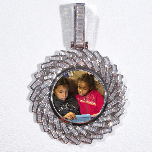 Large 3D Baguette Custom Picture Pendant