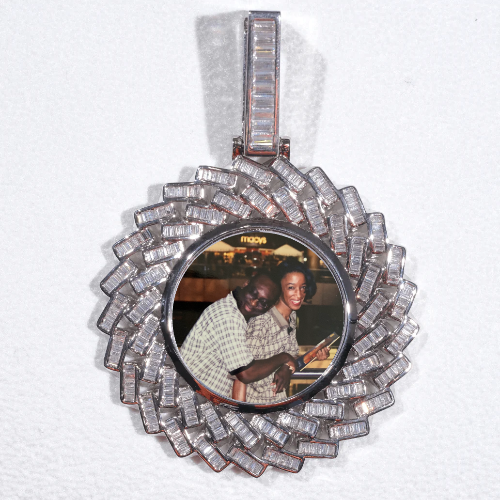 Large 3D Baguette Custom Picture Pendant