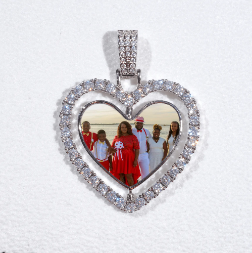 3D Spinning 2-Faced Heart Custom Picture Pendant