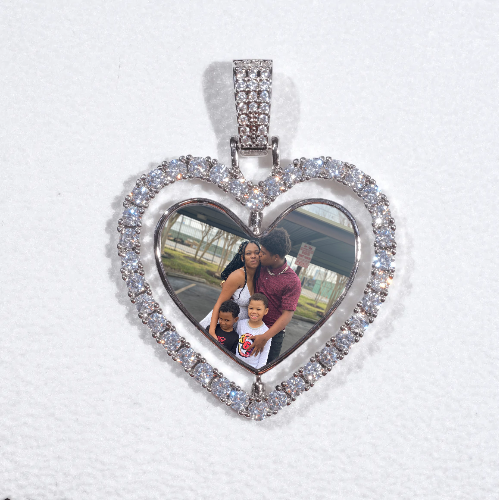 3D Spinning 2-Faced Heart Custom Picture Pendant