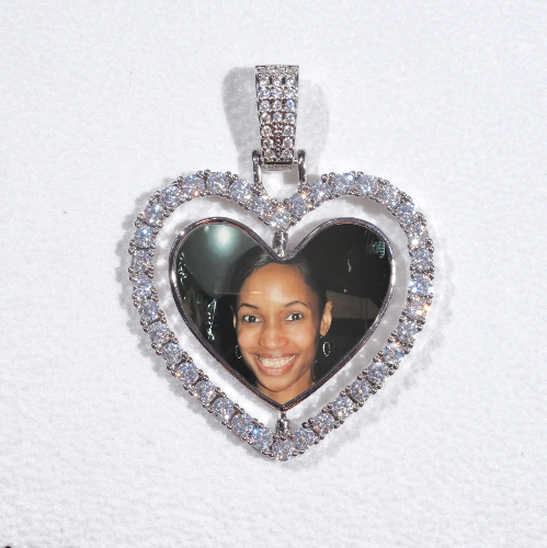 3D Spinning 2-Faced Heart Custom Picture Pendant