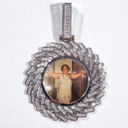 Large 3D Baguette Custom Picture Pendant