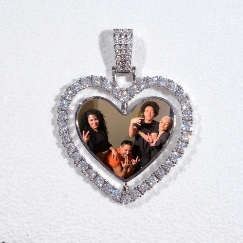3D Spinning 2-Faced Heart Custom Picture Pendant