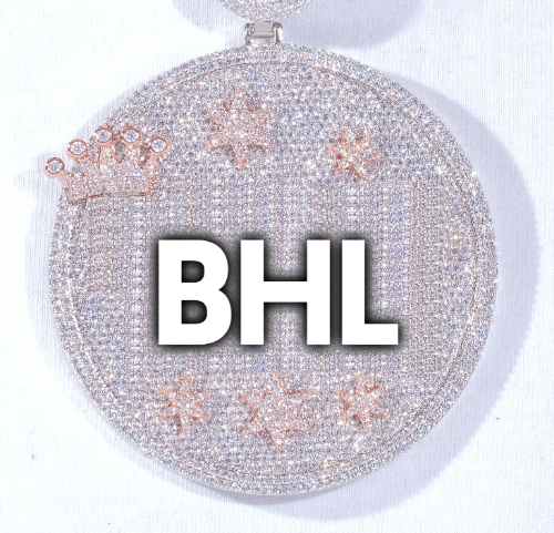 CUSTOM LETTER NECKLACE 3D BIG CROWN DISC