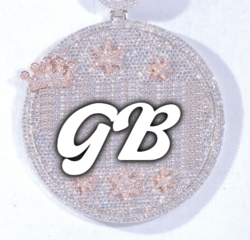CUSTOM LETTER NECKLACE 3D BIG CROWN DISC