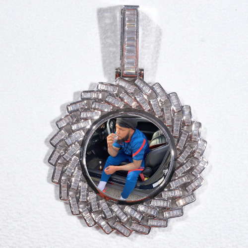 Large 3D Baguette Custom Picture Pendant