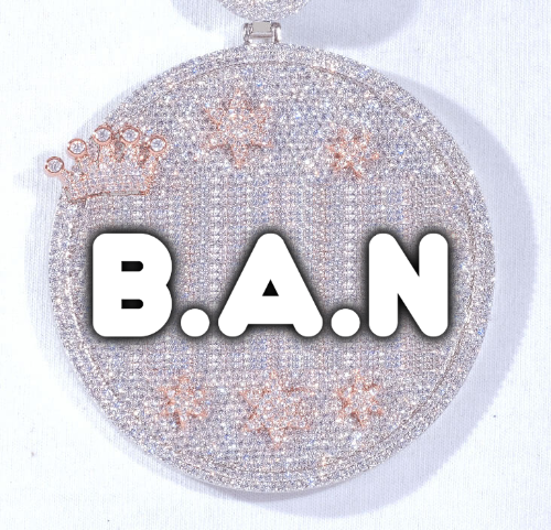 CUSTOM LETTER NECKLACE 3D BIG CROWN DISC