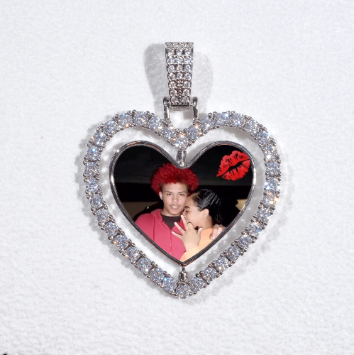 3D Spinning 2-Faced Heart Custom Picture Pendant