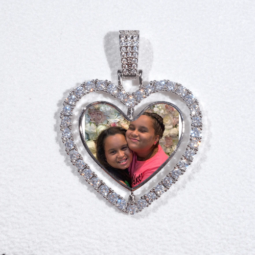 3D Spinning 2-Faced Heart Custom Picture Pendant