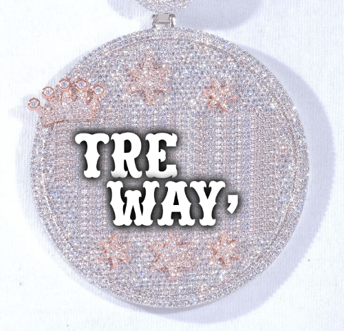 CUSTOM LETTER NECKLACE 3D BIG CROWN DISC