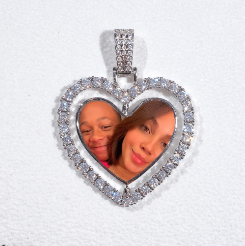 3D Spinning 2-Faced Heart Custom Picture Pendant