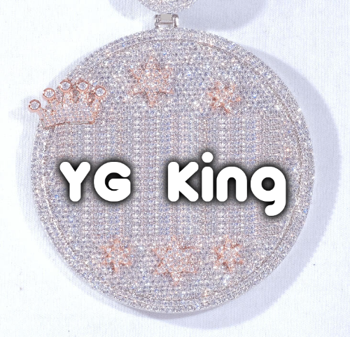 CUSTOM LETTER NECKLACE 3D BIG CROWN DISC