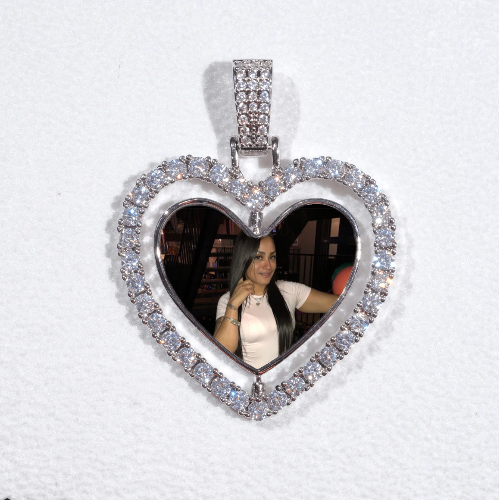 3D Spinning 2-Faced Heart Custom Picture Pendant