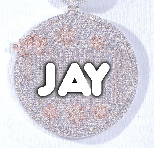 CUSTOM LETTER NECKLACE 3D BIG CROWN DISC