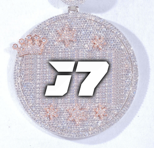 CUSTOM LETTER NECKLACE 3D BIG CROWN DISC