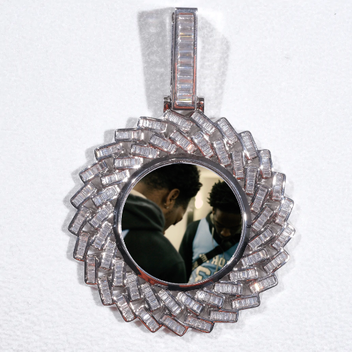 Large 3D Baguette Custom Picture Pendant