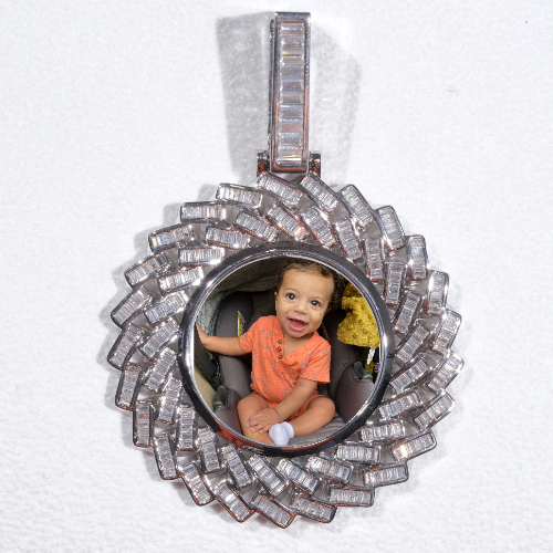 Large 3D Baguette Custom Picture Pendant