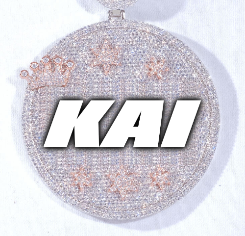 CUSTOM LETTER NECKLACE 3D BIG CROWN DISC