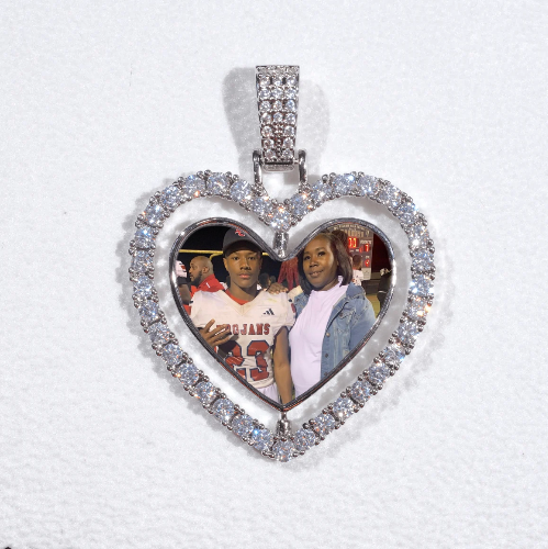 3D Spinning 2-Faced Heart Custom Picture Pendant