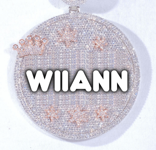 CUSTOM LETTER NECKLACE 3D BIG CROWN DISC