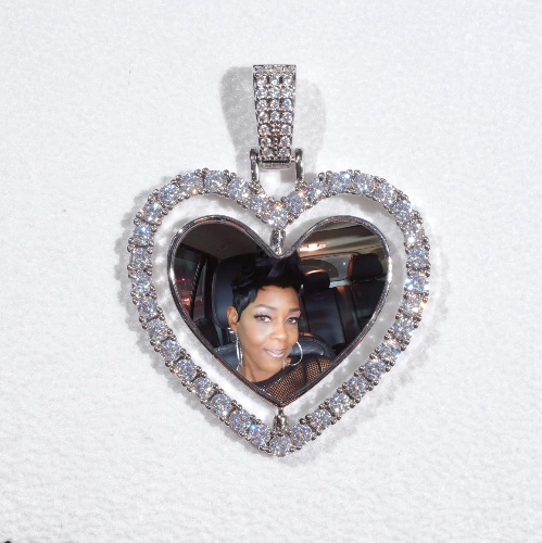 3D Spinning 2-Faced Heart Custom Picture Pendant