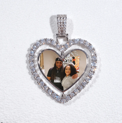 3D Spinning 2-Faced Heart Custom Picture Pendant