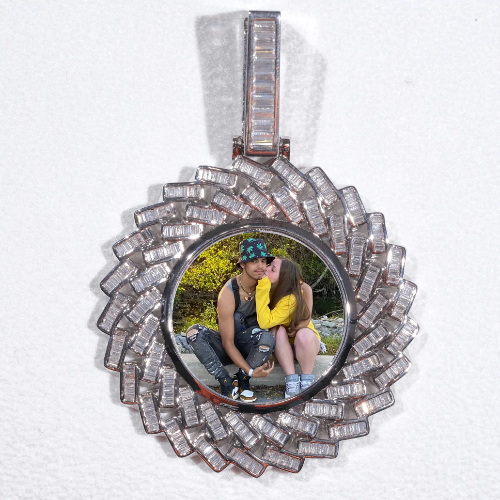 Large 3D Baguette Custom Picture Pendant