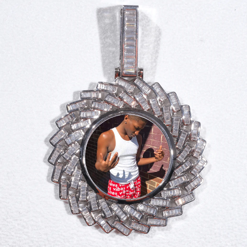 Large 3D Baguette Custom Picture Pendant