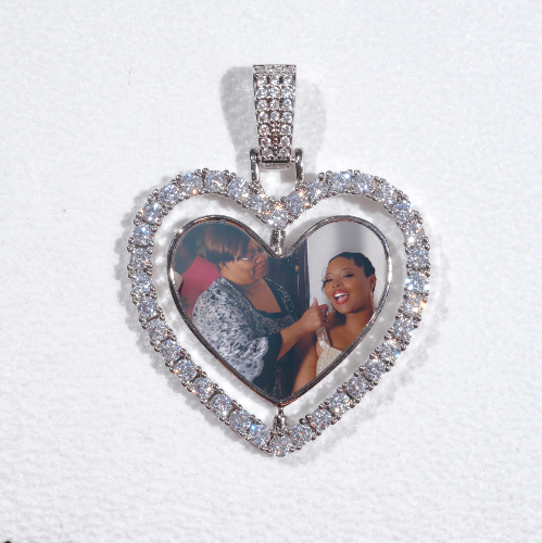 3D Spinning 2-Faced Heart Custom Picture Pendant