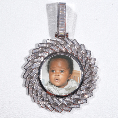 Large 3D Baguette Custom Picture Pendant
