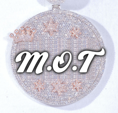 CUSTOM LETTER NECKLACE 3D BIG CROWN DISC
