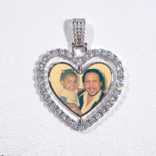 3D Spinning 2-Faced Heart Custom Picture Pendant