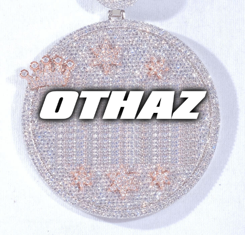 CUSTOM LETTER NECKLACE 3D BIG CROWN DISC