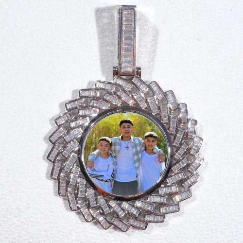 Large 3D Baguette Custom Picture Pendant