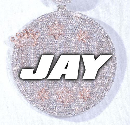 CUSTOM LETTER NECKLACE 3D BIG CROWN DISC