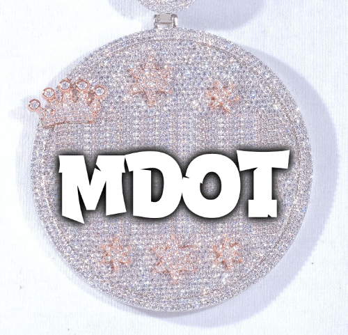 CUSTOM LETTER NECKLACE 3D BIG CROWN DISC