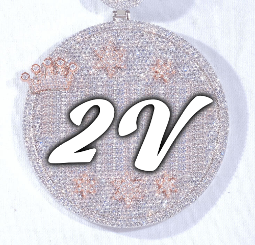CUSTOM LETTER NECKLACE 3D BIG CROWN DISC