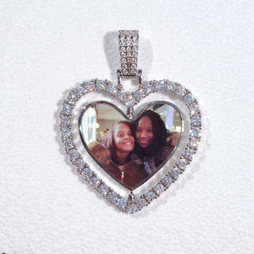3D Spinning 2-Faced Heart Custom Picture Pendant