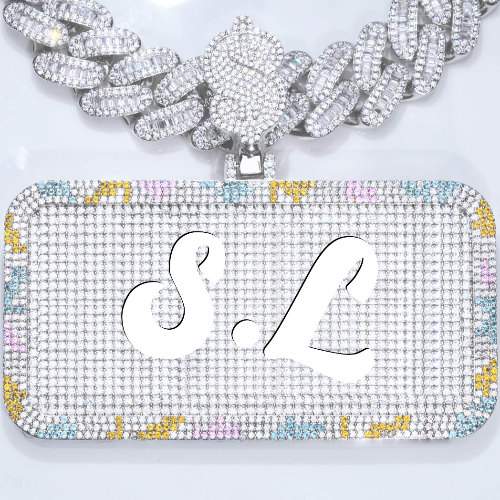 CUSTOM LETTER NECKLACE 3D COLORFUL SQUARE