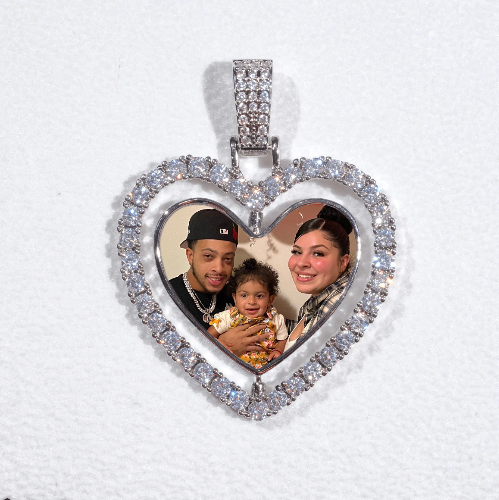 3D Spinning 2-Faced Heart Custom Picture Pendant
