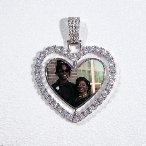 3D Spinning 2-Faced Heart Custom Picture Pendant