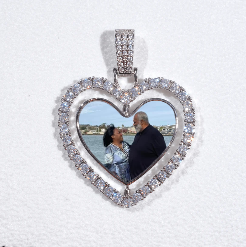 3D Spinning 2-Faced Heart Custom Picture Pendant