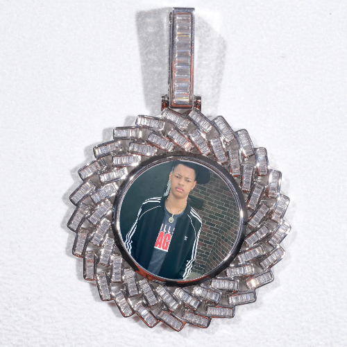 Large 3D Baguette Custom Picture Pendant