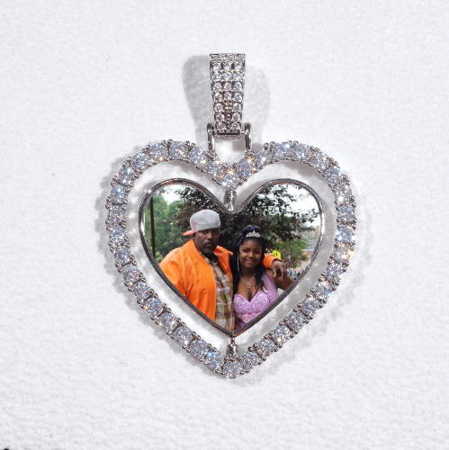 3D Spinning 2-Faced Heart Custom Picture Pendant