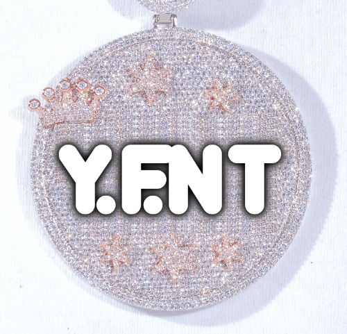 CUSTOM LETTER NECKLACE 3D BIG CROWN DISC