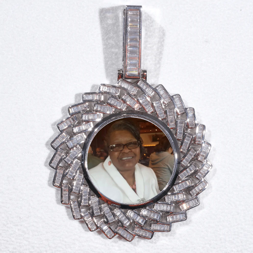 Large 3D Baguette Custom Picture Pendant